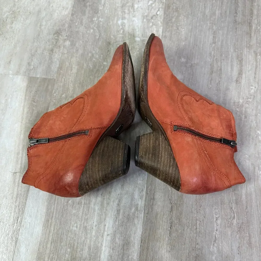 Frye Orange Leather Ankle Booties - Picture 4 of 8